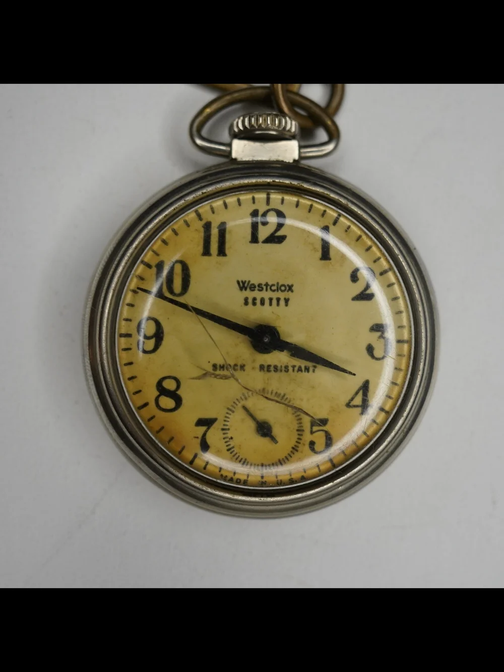 Vintage Westclox Scotty Shock Resistant Mechanical MEN'S Pocket Watch USA Runs